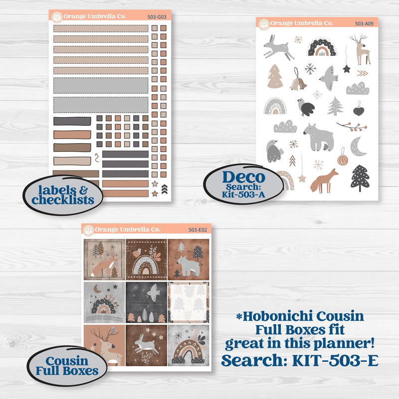 Neutral Woodland Kit | Erin Condren Weekly Dashboard Planner Kit Stickers | Whispers of Hope | KIT-503-G