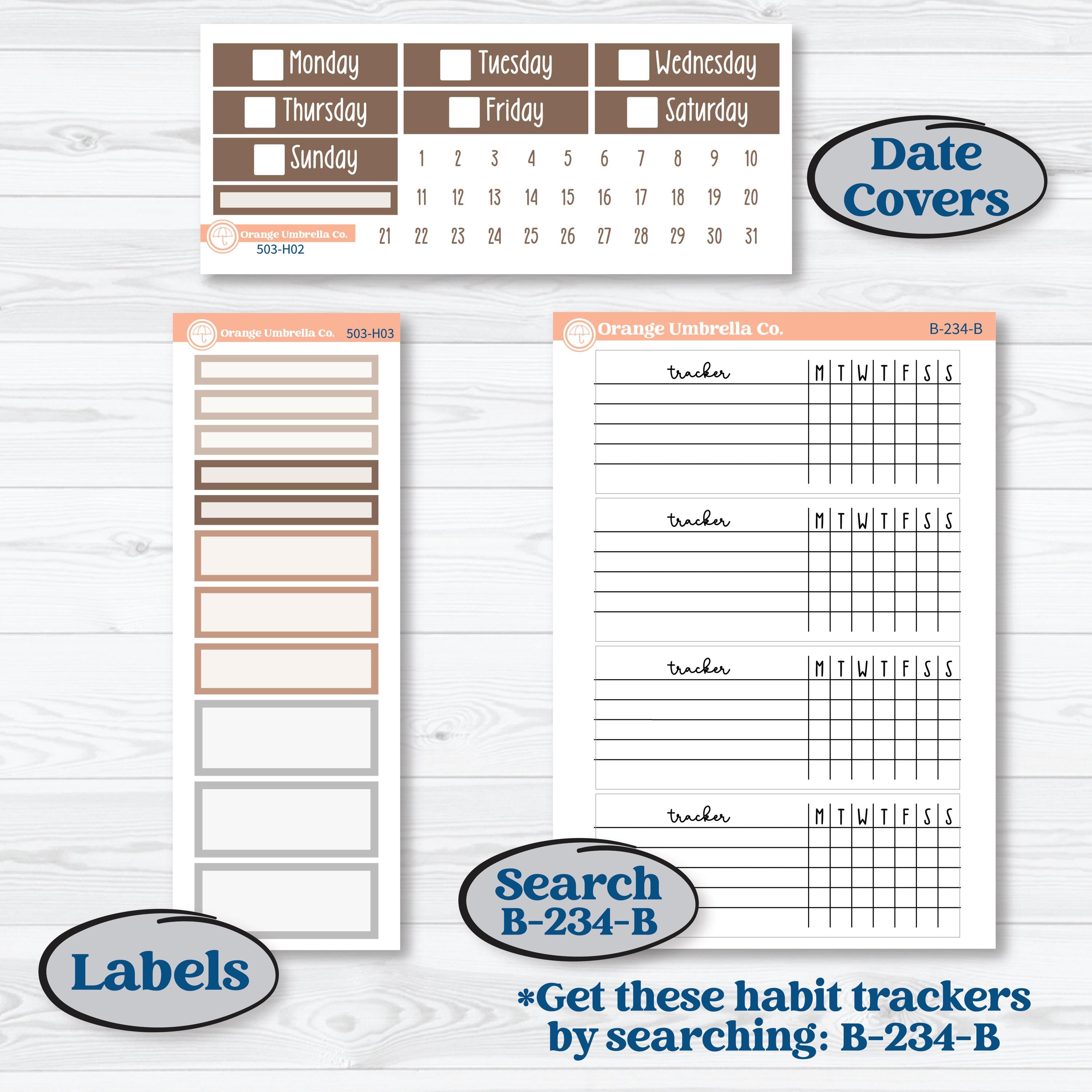Neutral Woodland Kit | Plum Vertical Priorities 7x9 Planner Kit Stickers | Whispers of Hope | KIT-503-H