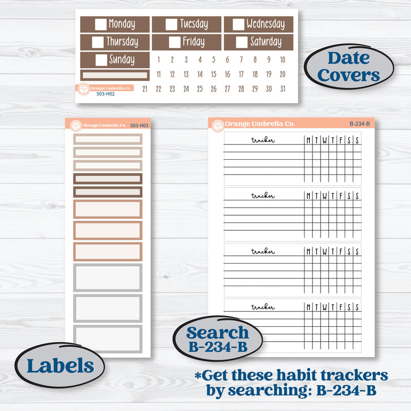 Neutral Woodland Kit | Plum Vertical Priorities 7x9 Planner Kit Stickers | Whispers of Hope | KIT-503-H