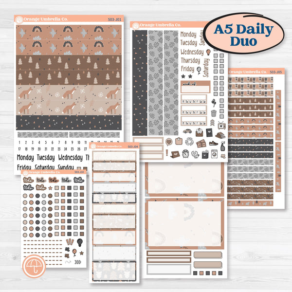 Neutral Woodland Kit | A5 Daily Duo Planner Kit Stickers | Whispers of Hope | KIT-503-J