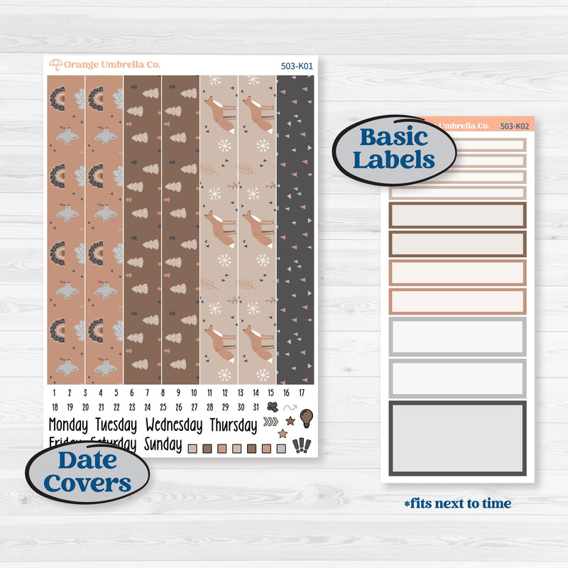 Neutral Woodland Kit | 7x9 Erin Condren Daily Duo Planner Kit Stickers | Whispers of Hope | KIT-503-K