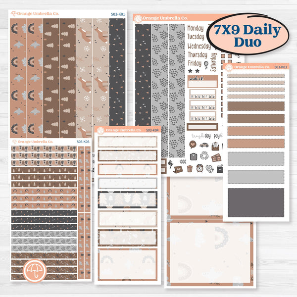 Neutral Woodland Kit | 7x9 Erin Condren Daily Duo Planner Kit Stickers | Whispers of Hope | KIT-503-K