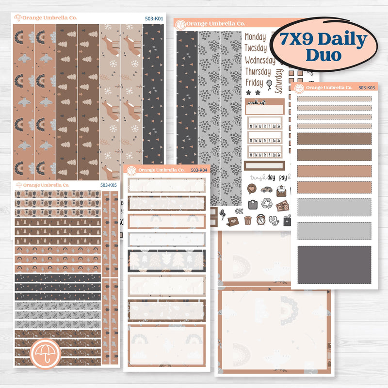 Neutral Woodland Kit | 7x9 Erin Condren Daily Duo Planner Kit Stickers | Whispers of Hope | KIT-503-K