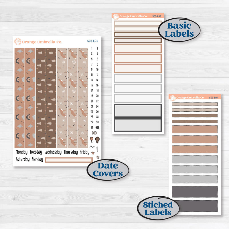Neutral Woodland Kit | 7x9 Plum Daily Planner Kit Stickers | Whispers of Hope | KIT-503-L