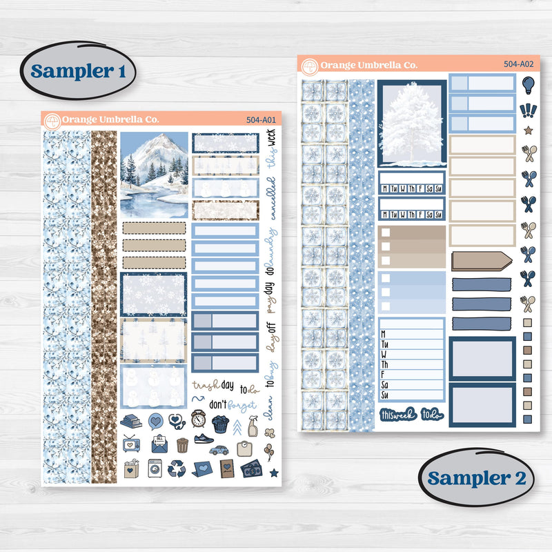 Nostalgic Frosty Winter Kit | Weekly Sticker Kit for Vertical Planners like Erin Condren | Frosted Windowpanes | KIT-504-A