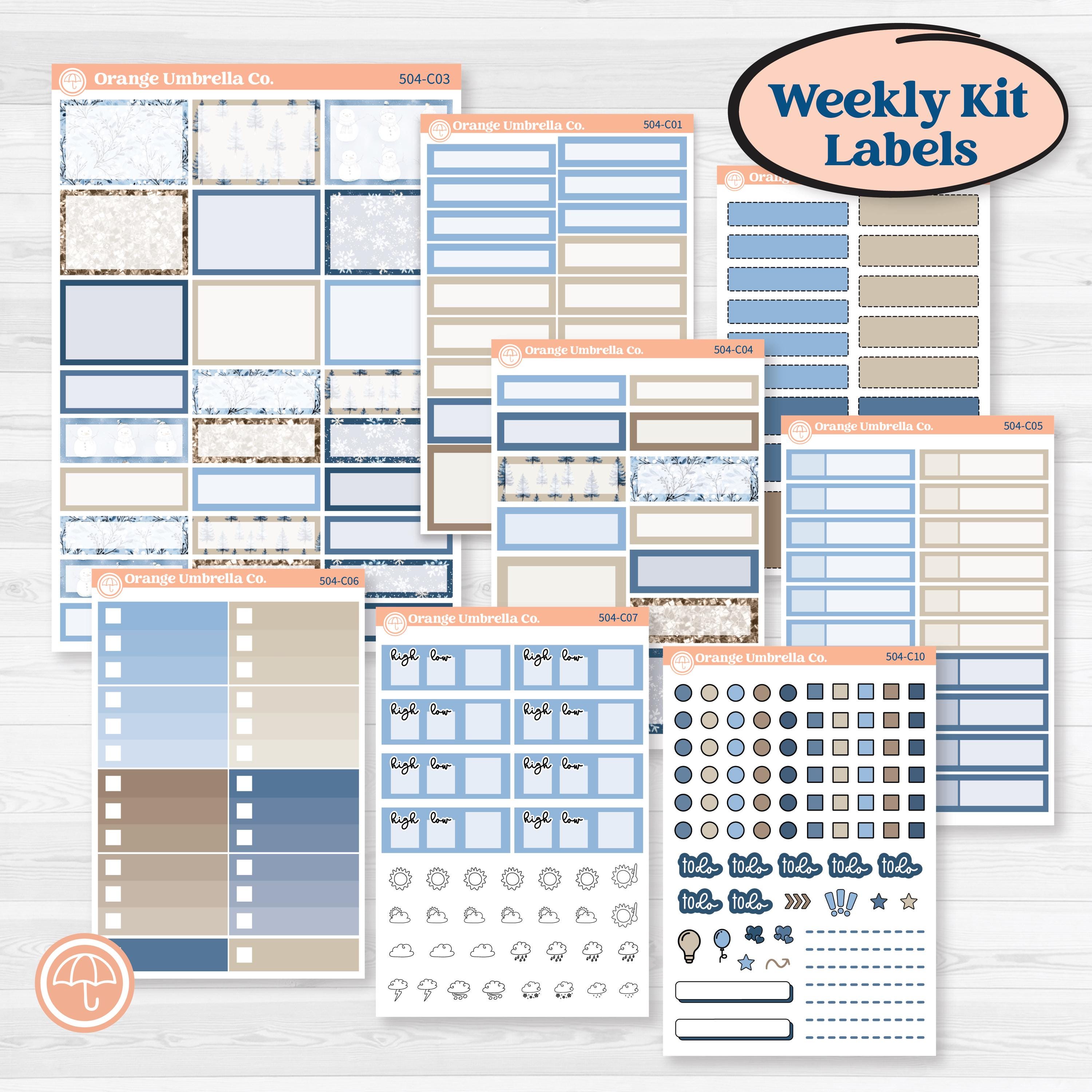 Nostalgic Frosty Winter Kit | Weekly Add-On Labels Planner Kit Stickers | Frosted Windowpanes | KIT-504-C