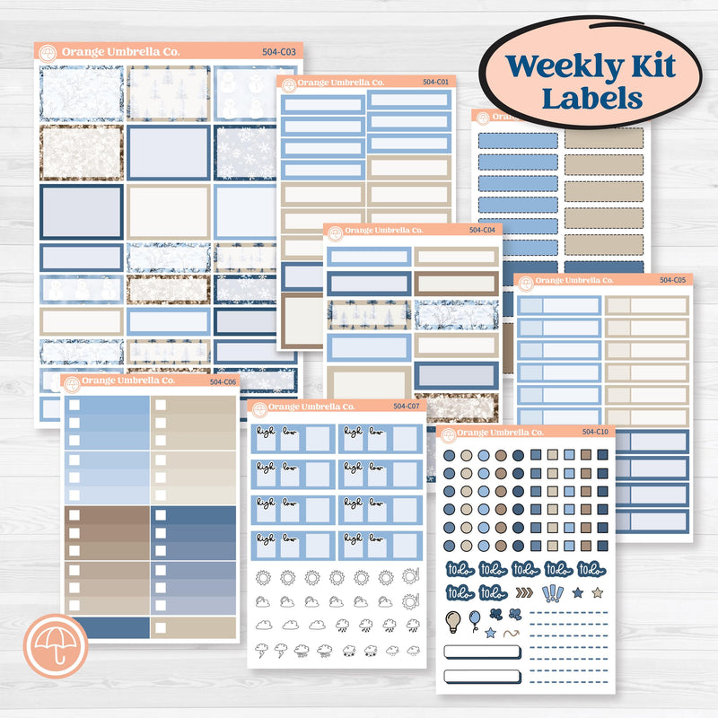 Nostalgic Frosty Winter Kit | Weekly Add-On Labels Planner Kit Stickers | Frosted Windowpanes | KIT-504-C