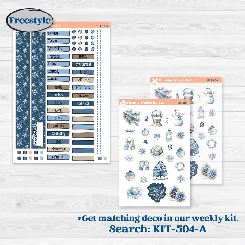 Nostalgic Frosty Winter Kit | Journaling or Scrapbooking Kit | Creative Junk Journal Planner Stickers | Frosted Windowpanes | KIT-504-D