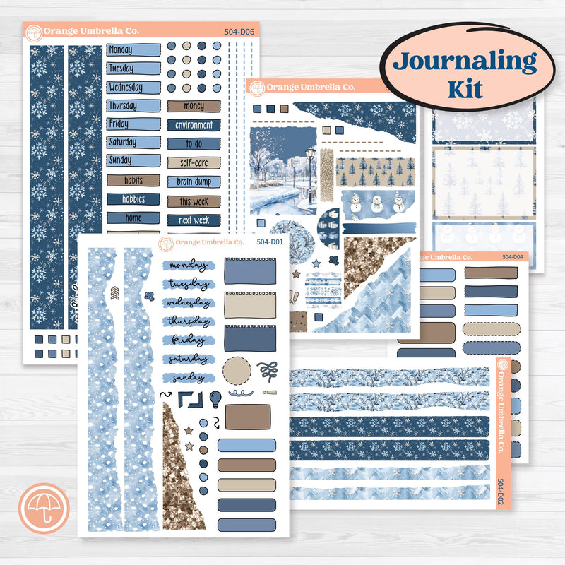 Nostalgic Frosty Winter Kit | Journaling or Scrapbooking Kit | Creative Junk Journal Planner Stickers | Frosted Windowpanes | KIT-504-D