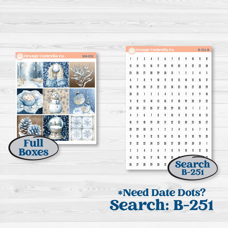 Nostalgic Frosty Winter Kit | Hobonichi Cousin Weekly & Daily Planner Kit Stickers | Frosted Windowpanes | KIT-504-E