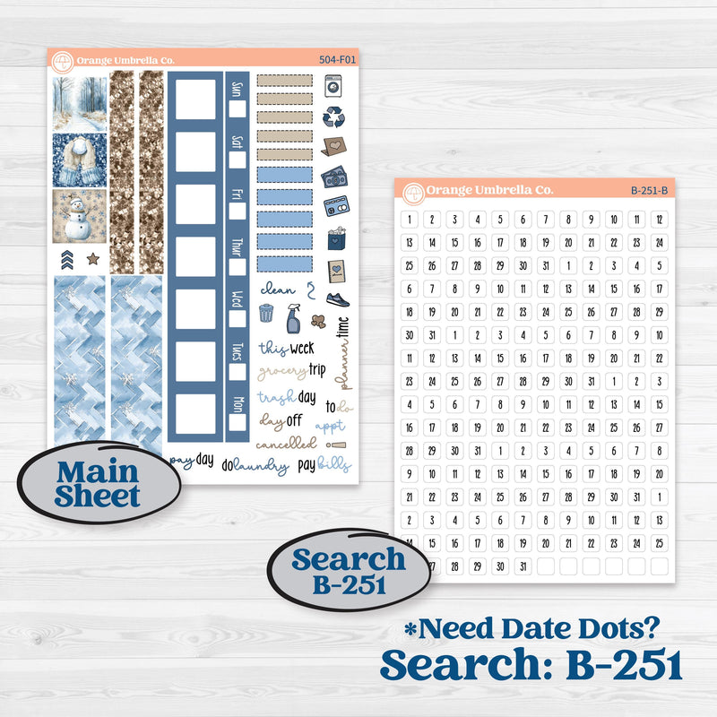 Nostalgic Frosty Winter Kit | Hobonichi Weeks Weekly Planner Kit Stickers | Frosted Windowpanes | KIT-504-F