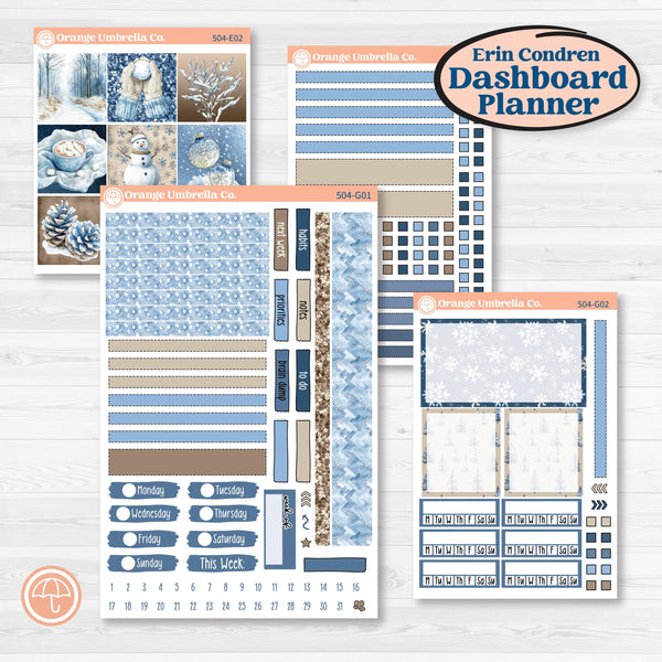 Nostalgic Frosty Winter Kit | Erin Condren Weekly Dashboard Planner Kit Stickers | Frosted Windowpanes | KIT-504-G