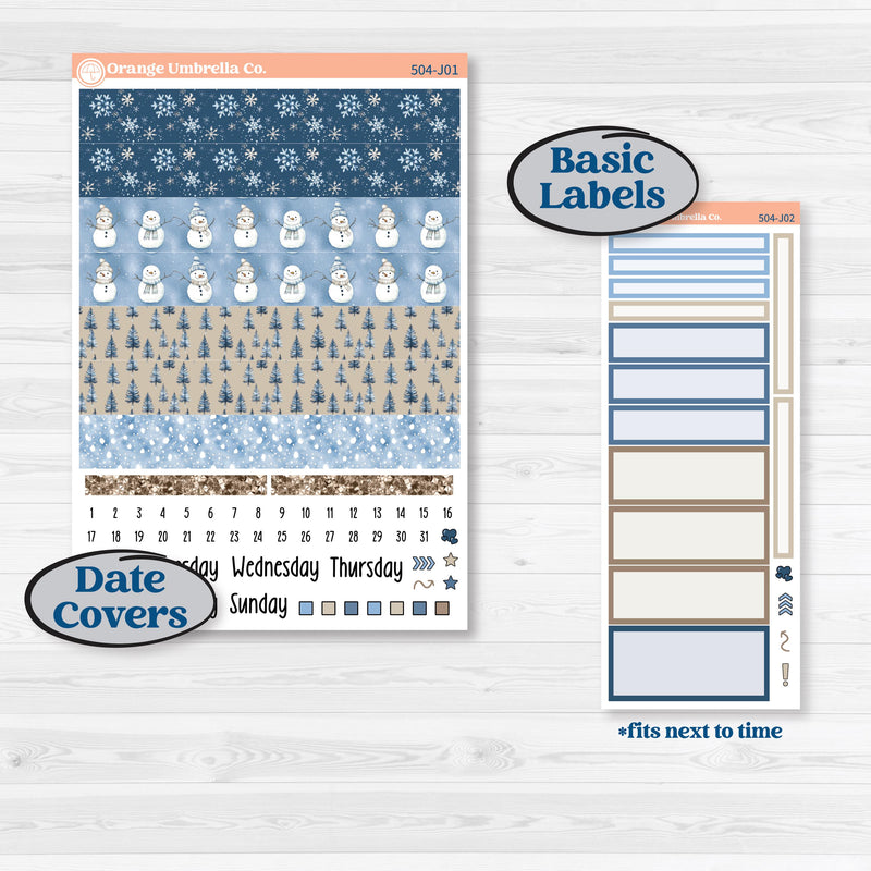 Nostalgic Frosty Winter Kit | A5 Daily Duo Planner Kit Stickers | Frosted Windowpanes | KIT-504-J