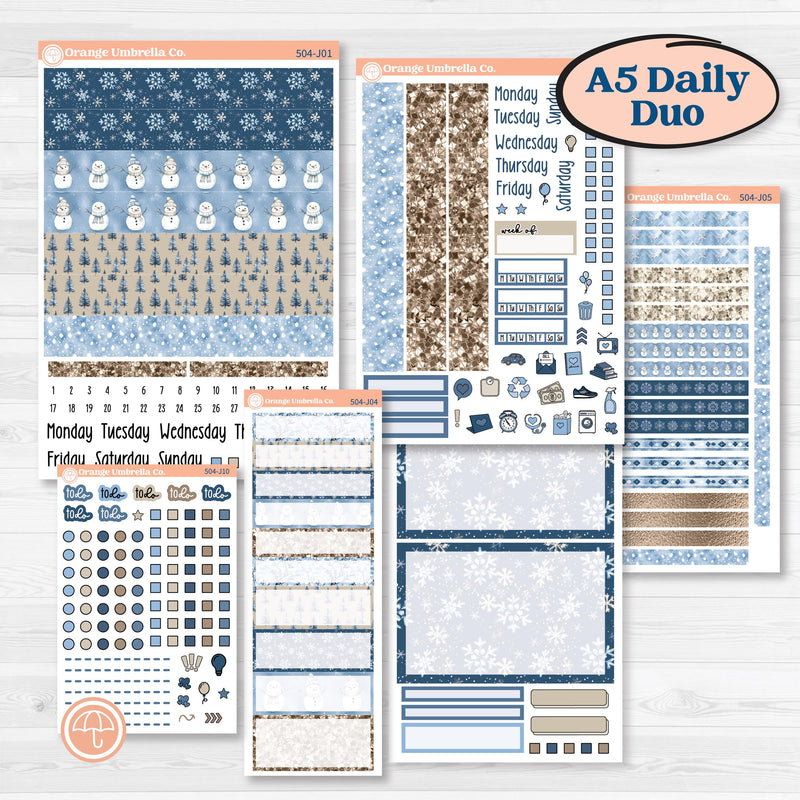 Nostalgic Frosty Winter Kit | A5 Daily Duo Planner Kit Stickers | Frosted Windowpanes | KIT-504-J
