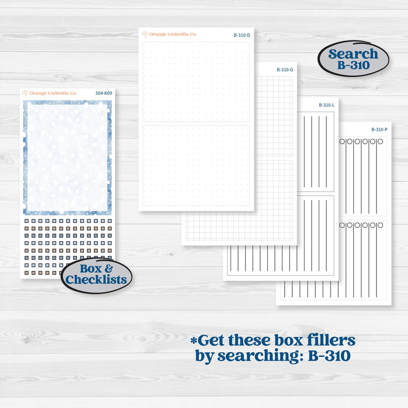 Nostalgic Frosty Winter Kit | 7x9 Erin Condren Daily Duo Planner Kit Stickers | Frosted Windowpanes | KIT-504-K