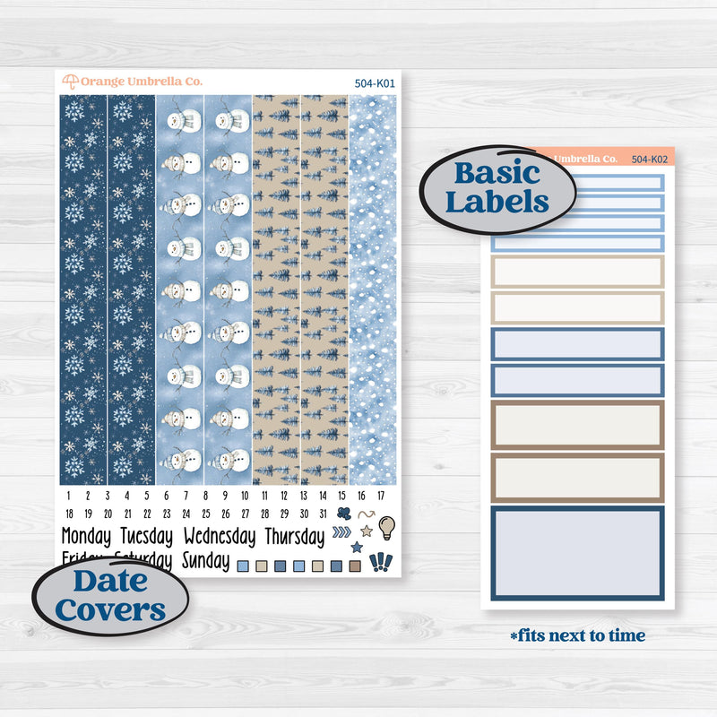 Nostalgic Frosty Winter Kit | 7x9 Erin Condren Daily Duo Planner Kit Stickers | Frosted Windowpanes | KIT-504-K