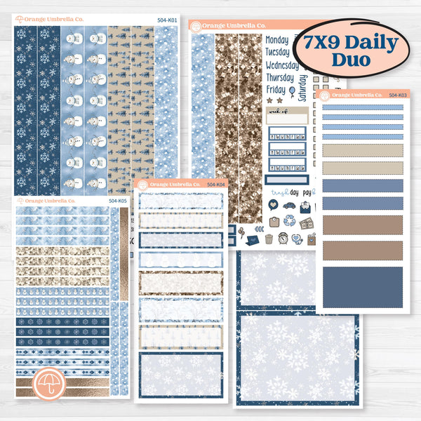 Nostalgic Frosty Winter Kit | 7x9 Erin Condren Daily Duo Planner Kit Stickers | Frosted Windowpanes | KIT-504-K