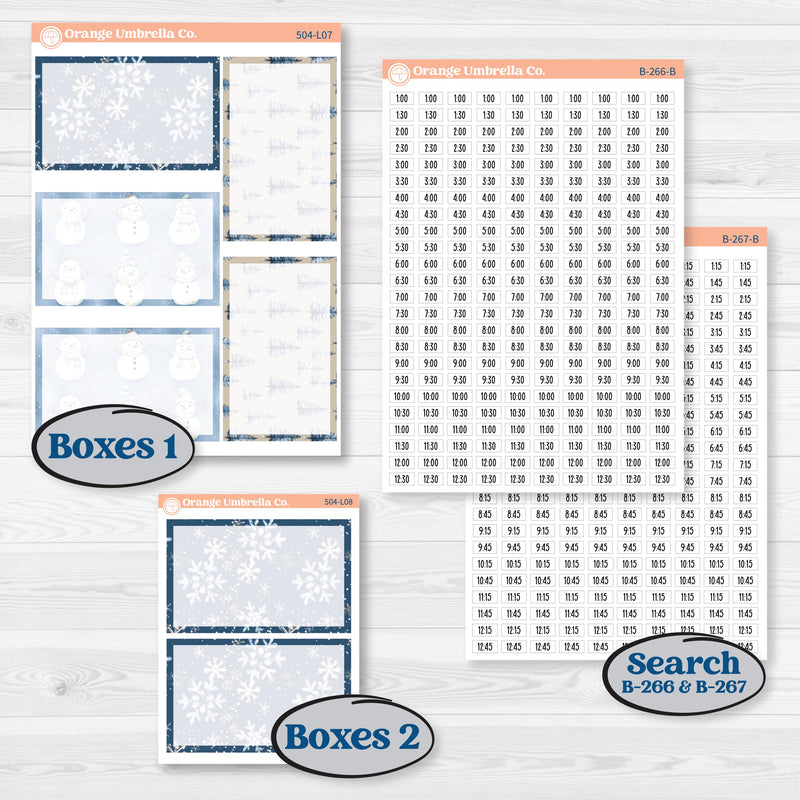 Nostalgic Frosty Winter Kit | 7x9 Plum Daily Planner Kit Stickers | Frosted Windowpanes | KIT-504-L