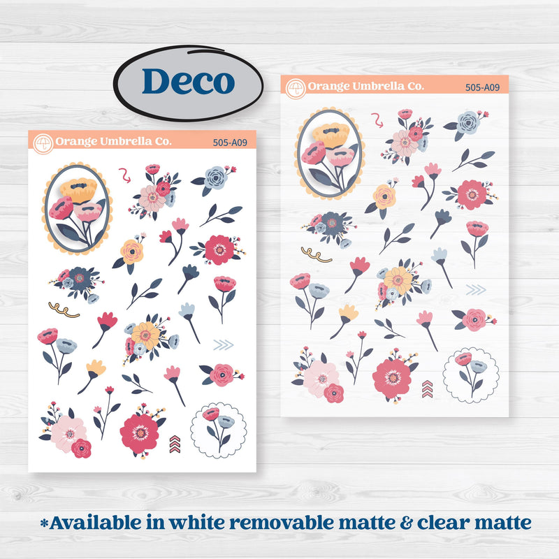 Cheerful Floral Kit | Weekly Sticker Kit for Vertical Planners like Erin Condren | Beatriz | KIT-505-A