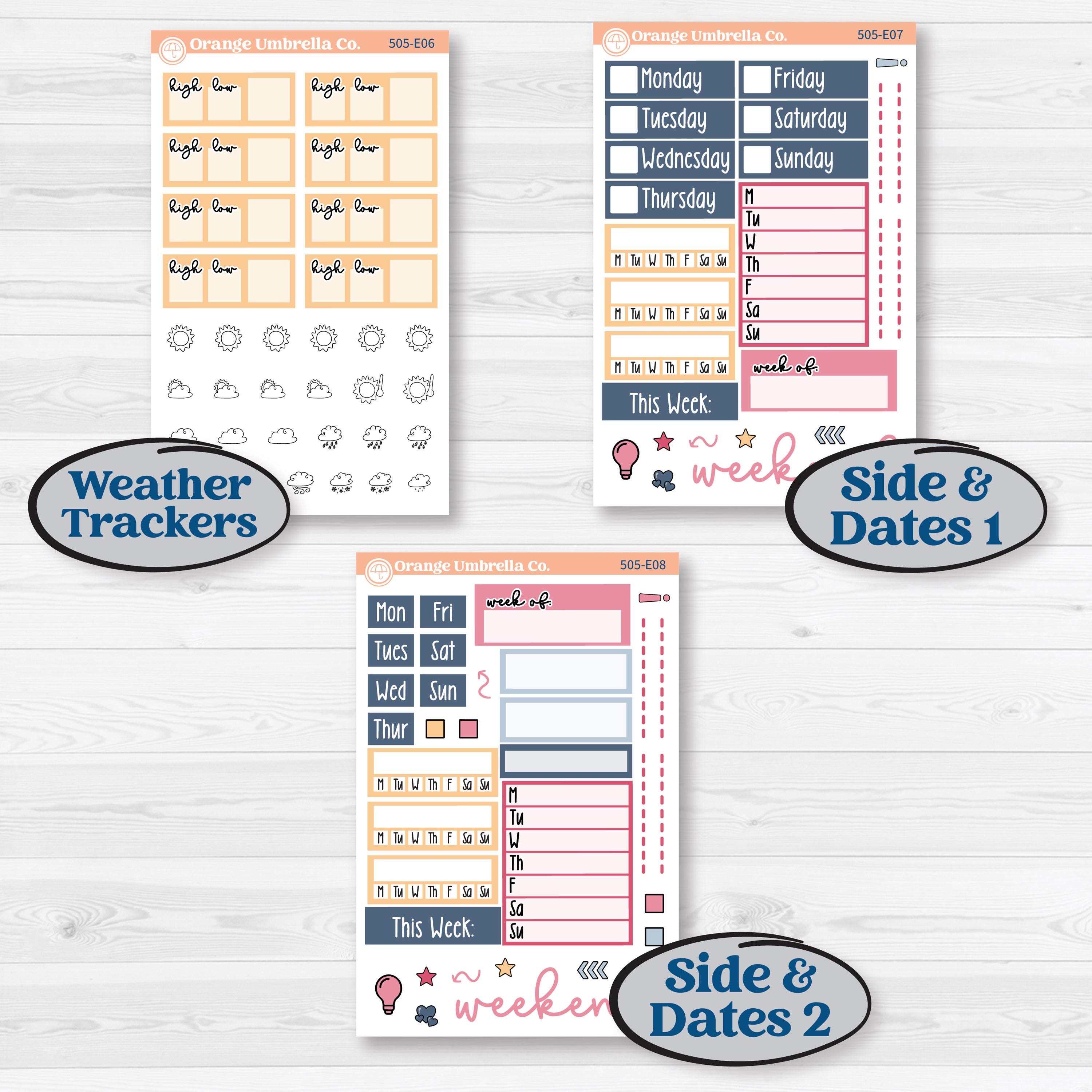 Cheerful Floral Kit | Hobonichi Cousin Weekly & Daily Planner Kit Stickers | Beatriz | KIT-505-E
