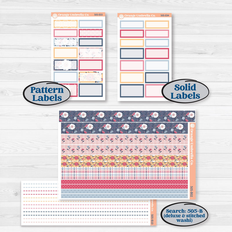 Cheerful Floral Kit | Hobonichi Cousin Weekly & Daily Planner Kit Stickers | Beatriz | KIT-505-E