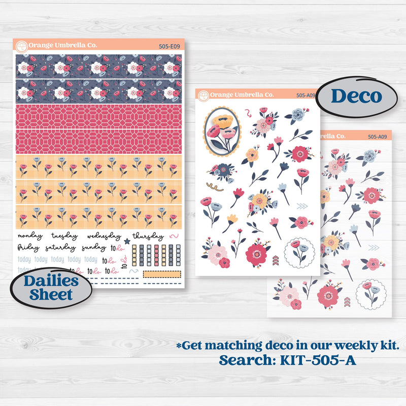 Cheerful Floral Kit | Hobonichi Cousin Weekly & Daily Planner Kit Stickers | Beatriz | KIT-505-E