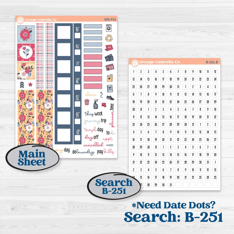 Cheerful Floral Kit | Hobonichi Weeks Weekly Planner Kit Stickers | Beatriz | KIT-505-F