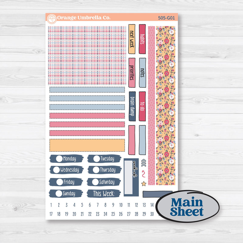 Cheerful Floral Kit | Erin Condren Weekly Dashboard Planner Kit Stickers | Beatriz | KIT-505-G