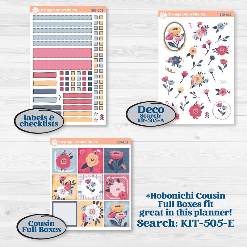 Cheerful Floral Kit | Erin Condren Weekly Dashboard Planner Kit Stickers | Beatriz | KIT-505-G