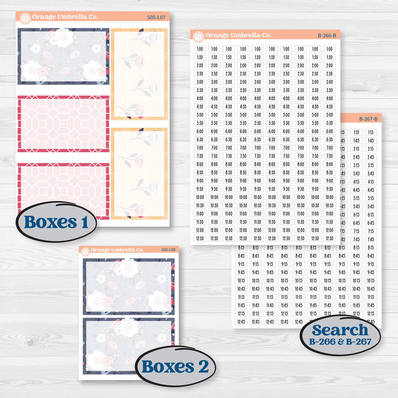 Cheerful Floral Kit | 7x9 Plum Daily Planner Kit Stickers | Beatriz | KIT-505-L