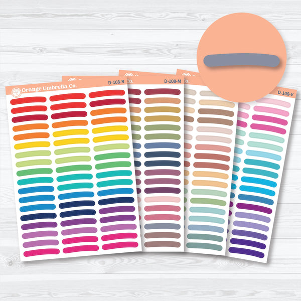 Highlighter brush stroke planner stickers in rainbow colors, decorative and functional for journaling or planning.
