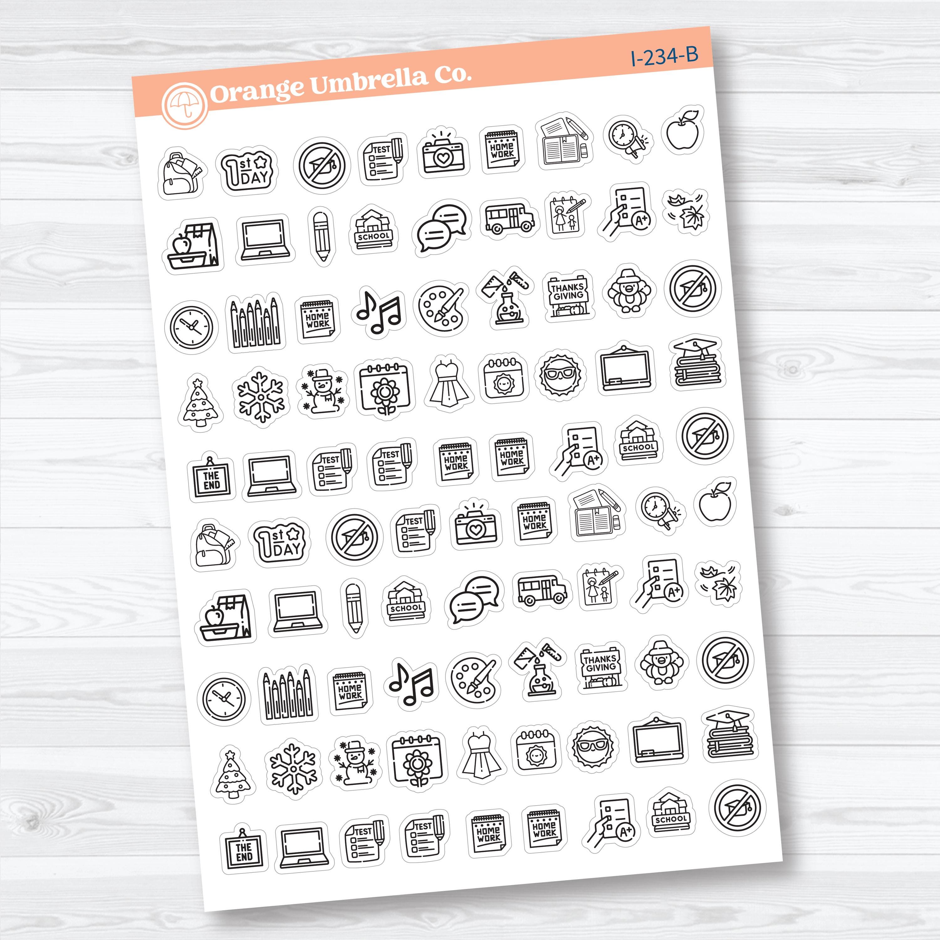 School Event Themed Icons | Planner Stickers | I-234