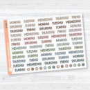 Clear Matte Days of the Week Funky Font Planner Stickers | B-086-CM