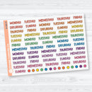 Clear Matte Days of the Week Funky Font Planner Stickers | B-086-CM
