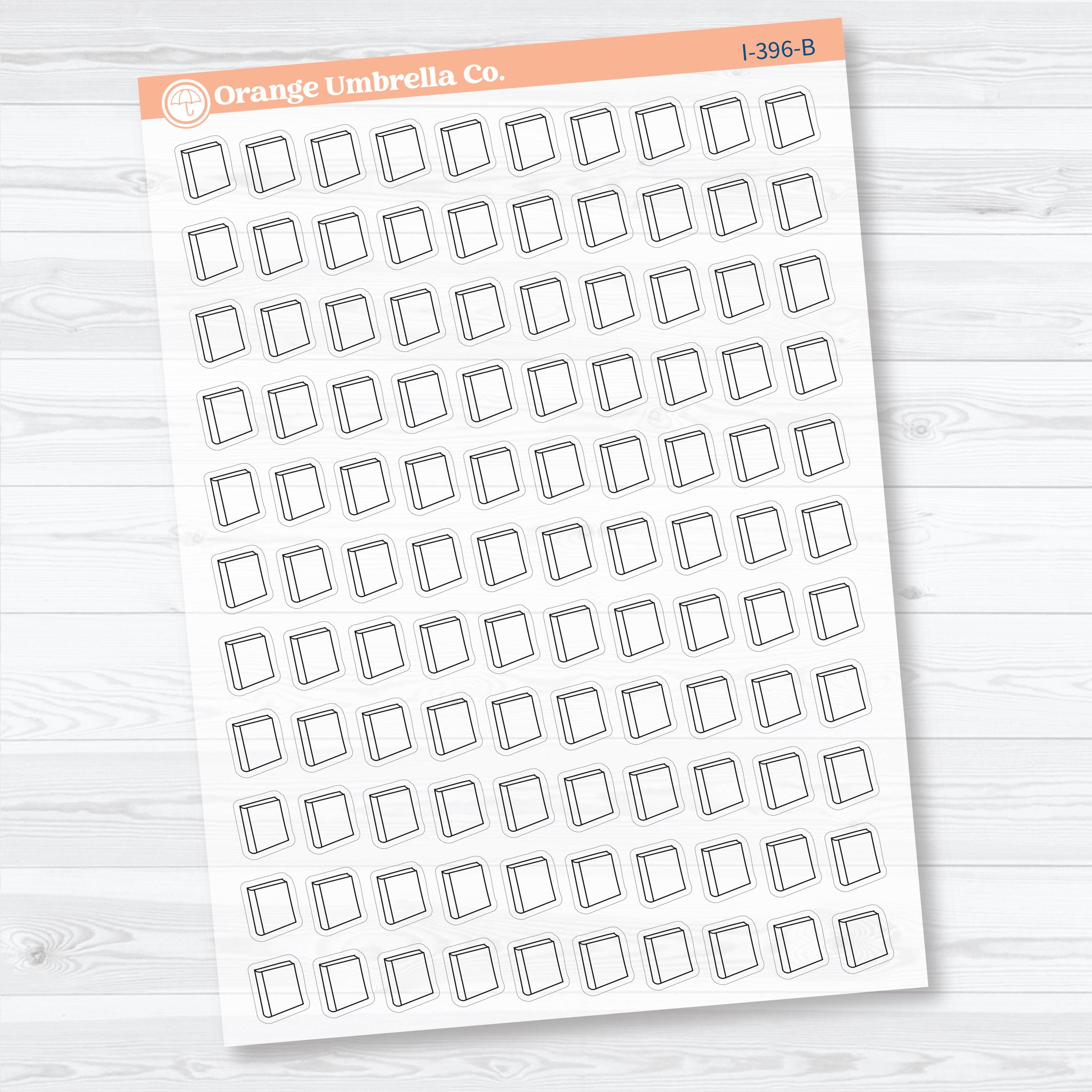 Hand Doodled Book Reading Icons | Clear Matte Planner Stickers | I-396-CM