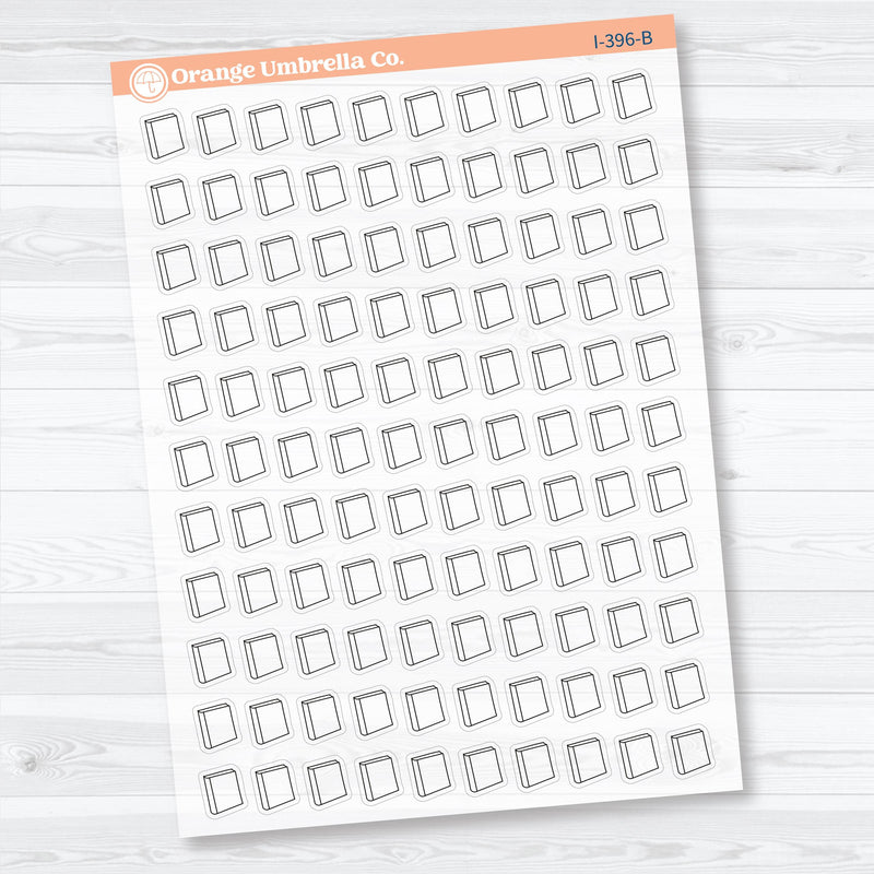 Hand Doodled Book Reading Icons | Clear Matte Planner Stickers | I-396-CM