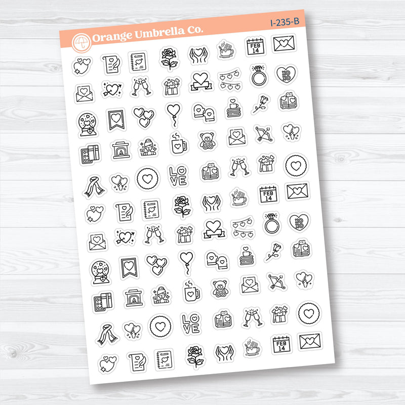 February and Valentine's Day Icon Planner Stickers | Functional Planner Icons | I-235
