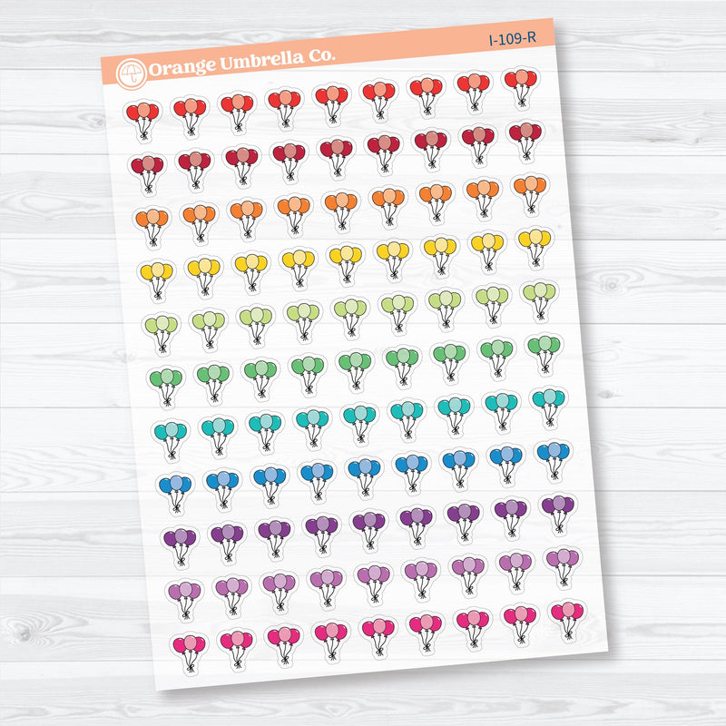 Birthday Celebration Balloon Icon Clear Matte Planner Stickers | Party & Event Planner Sticker | I-109-CM