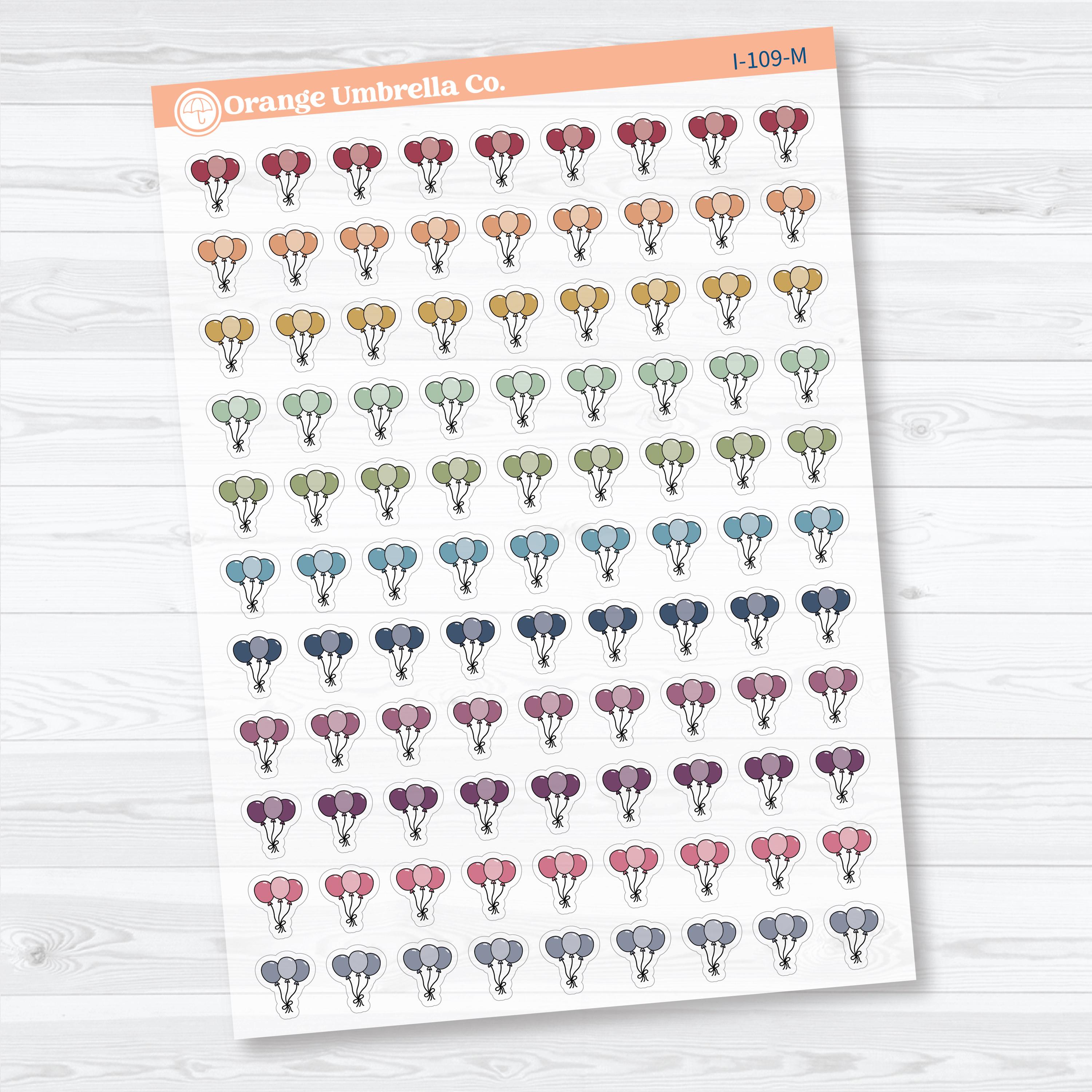 Birthday Celebration Balloon Icon Clear Matte Planner Stickers | Party & Event Planner Sticker | I-109-CM