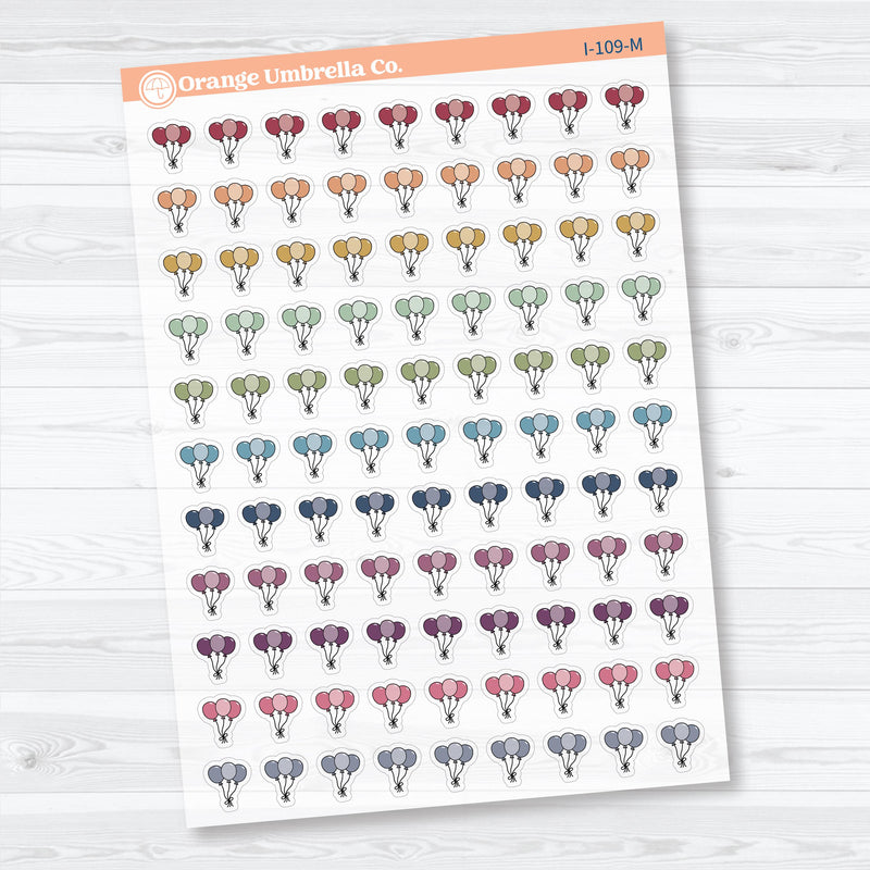 Birthday Celebration Balloon Icon Clear Matte Planner Stickers | Party & Event Planner Sticker | I-109-CM