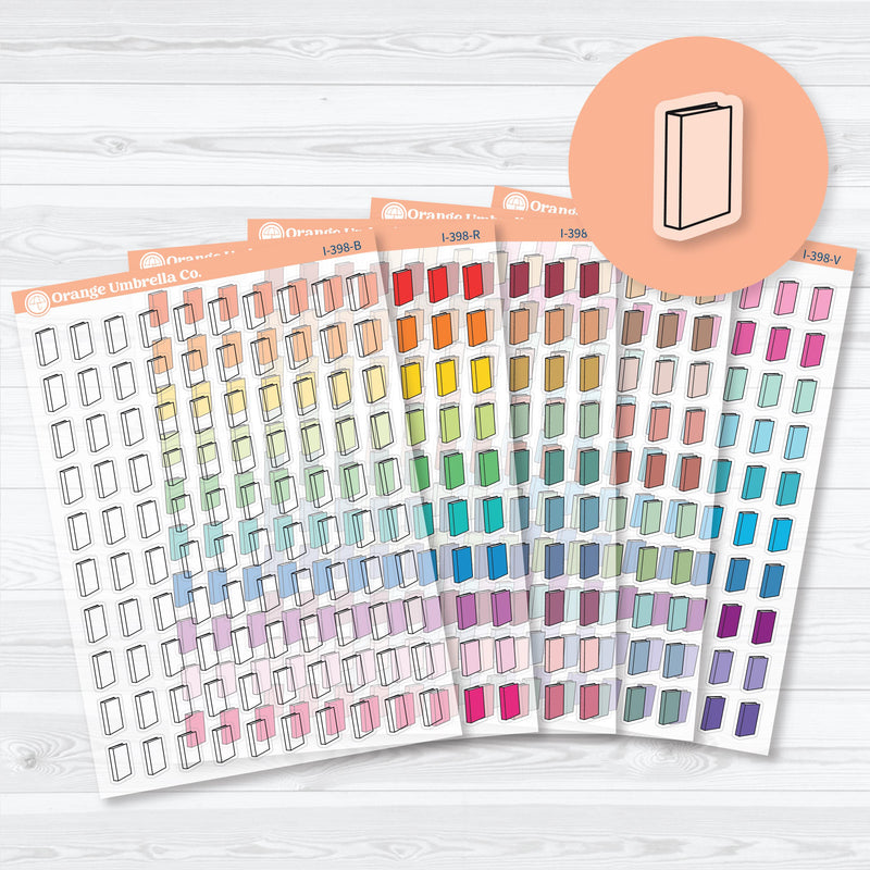 Hand Doodled Book Reading Icon clear matte planner stickers sheet with transparent sketch-style book icons by Orange Umbrella Co