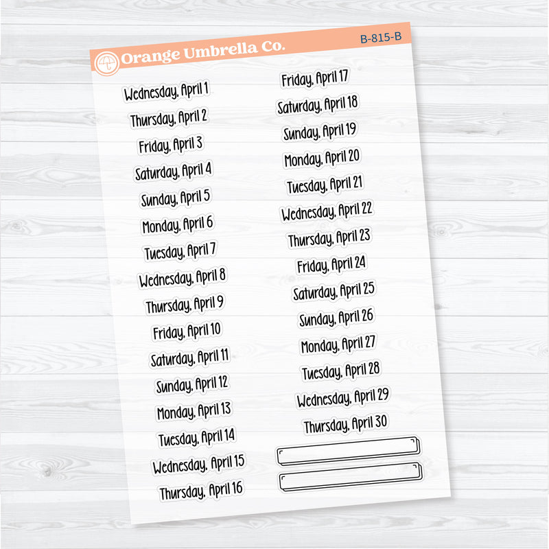 2026 Dates of the Month | F18 Print | Jan–June | B-812–817-BCM