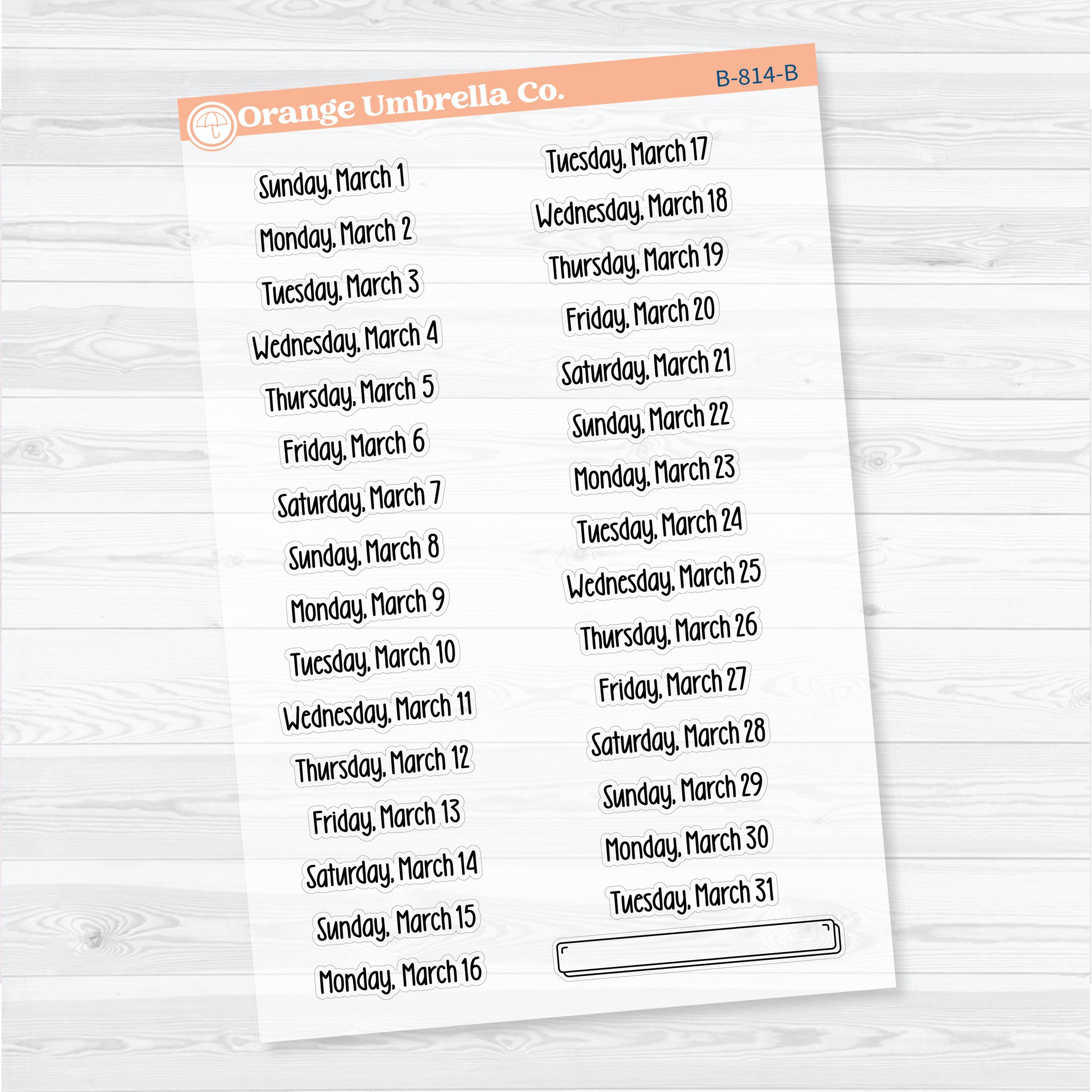 2026 Dates of the Month | F18 Print | Jan–June | B-812–817-BCM
