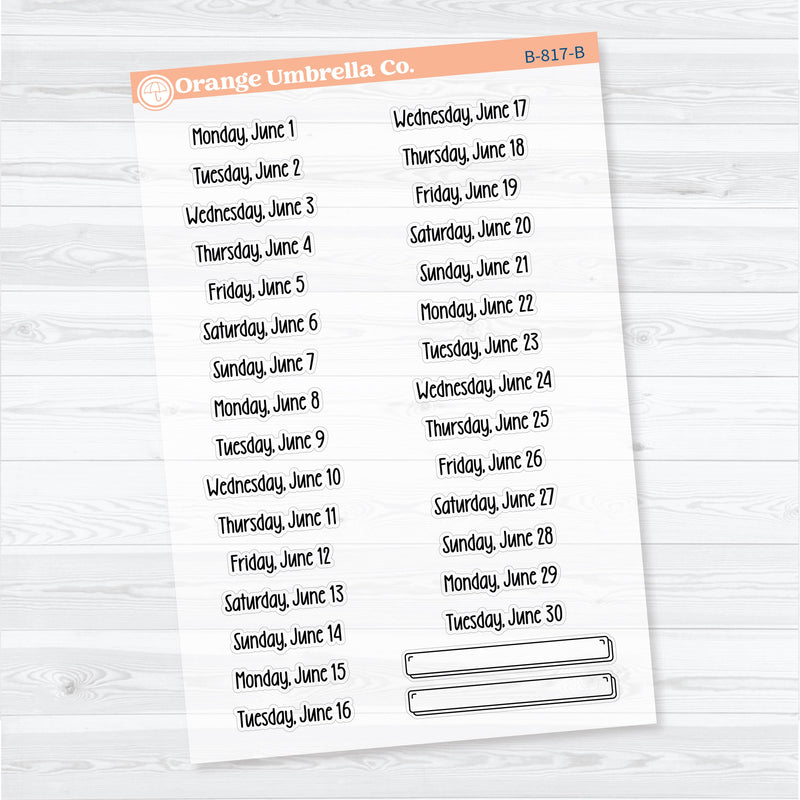 2026 Dates of the Month | F18 Print | Jan–June | B-812–817-BCM