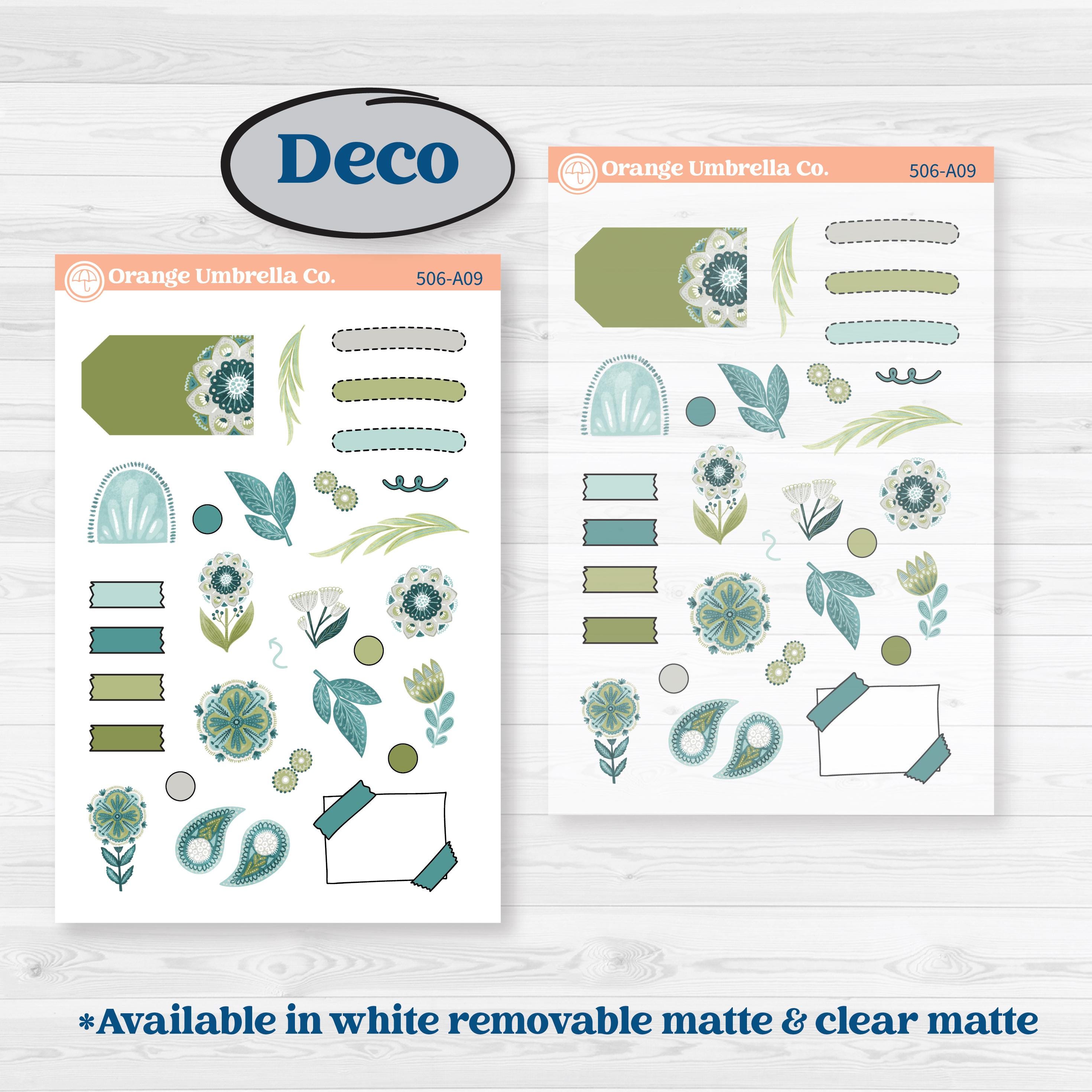 Soft Blue Florals Kit | Weekly Sticker Kit for Vertical Planners like Erin Condren | Blue Flora | KIT-506-A