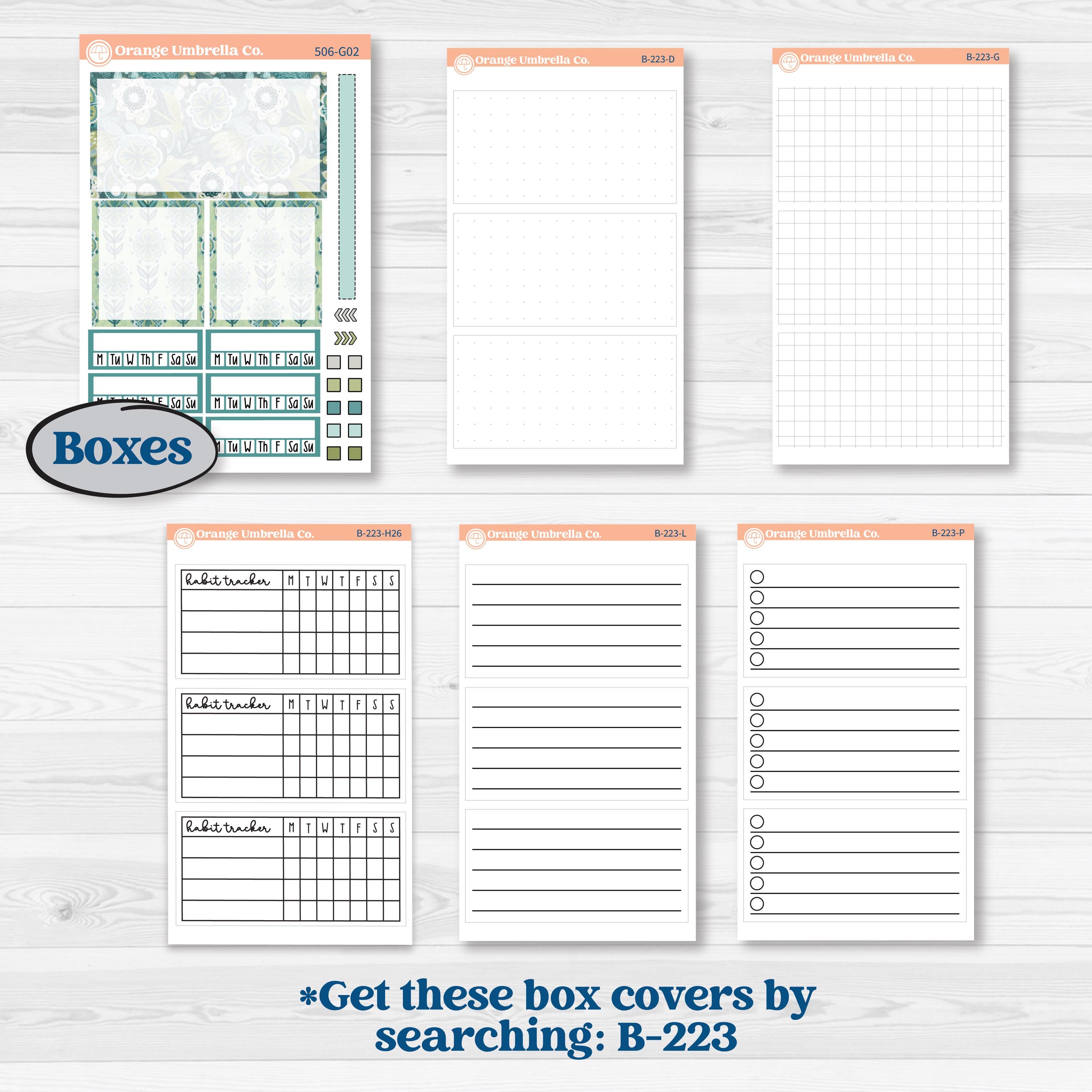 Soft Blue Florals Kit | Erin Condren Weekly Dashboard Planner Kit Stickers | Blue Flora | KIT-506-G