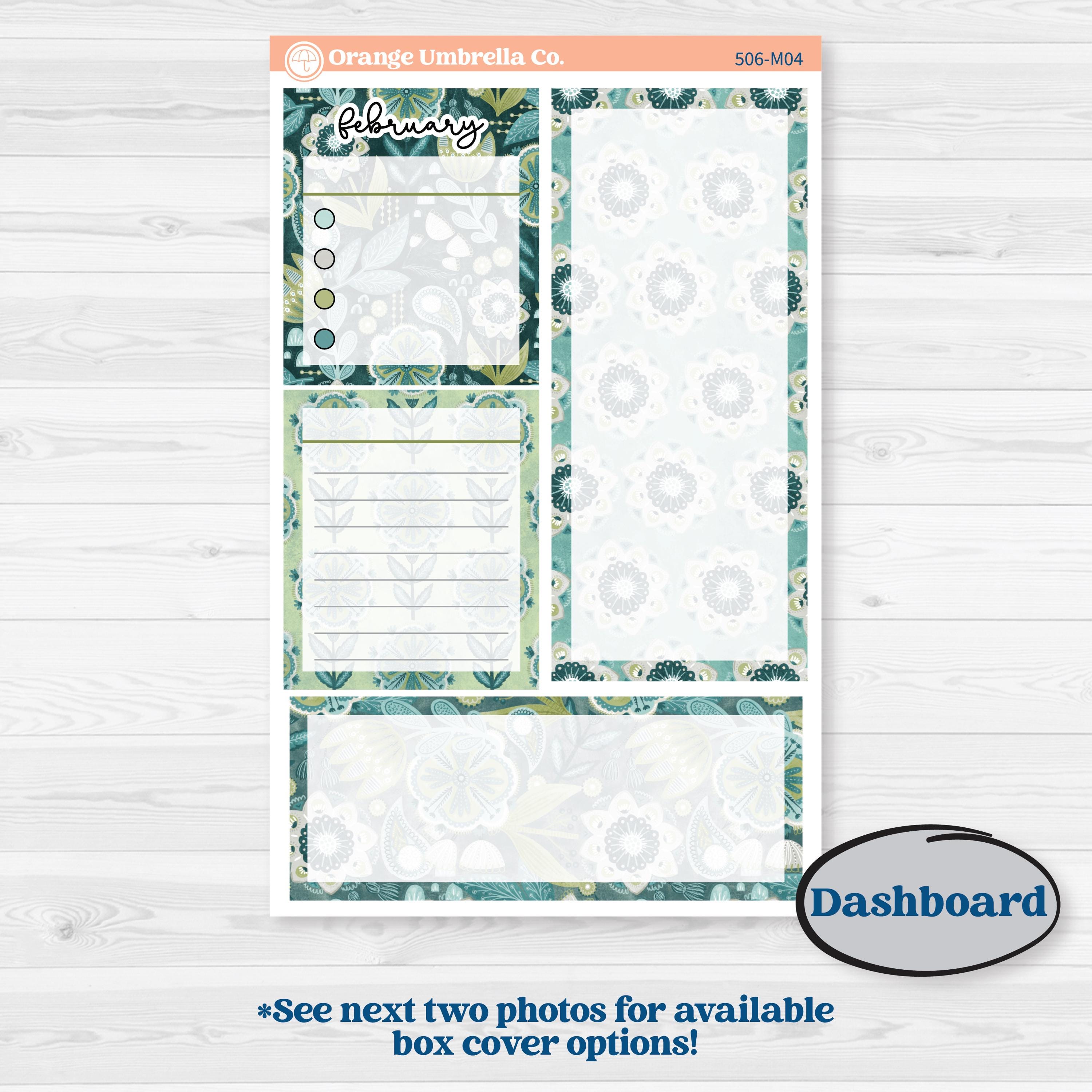 Soft Blue Florals Kit | A5 Erin Condren Monthly & Productivity Dashboard Sticker Kit | Blue Flora | KIT-506-M