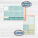 Soft Blue Florals Kit | Hobonichi Cousin Monthly Planner Kit Stickers | Blue Flora | KIT-506-S