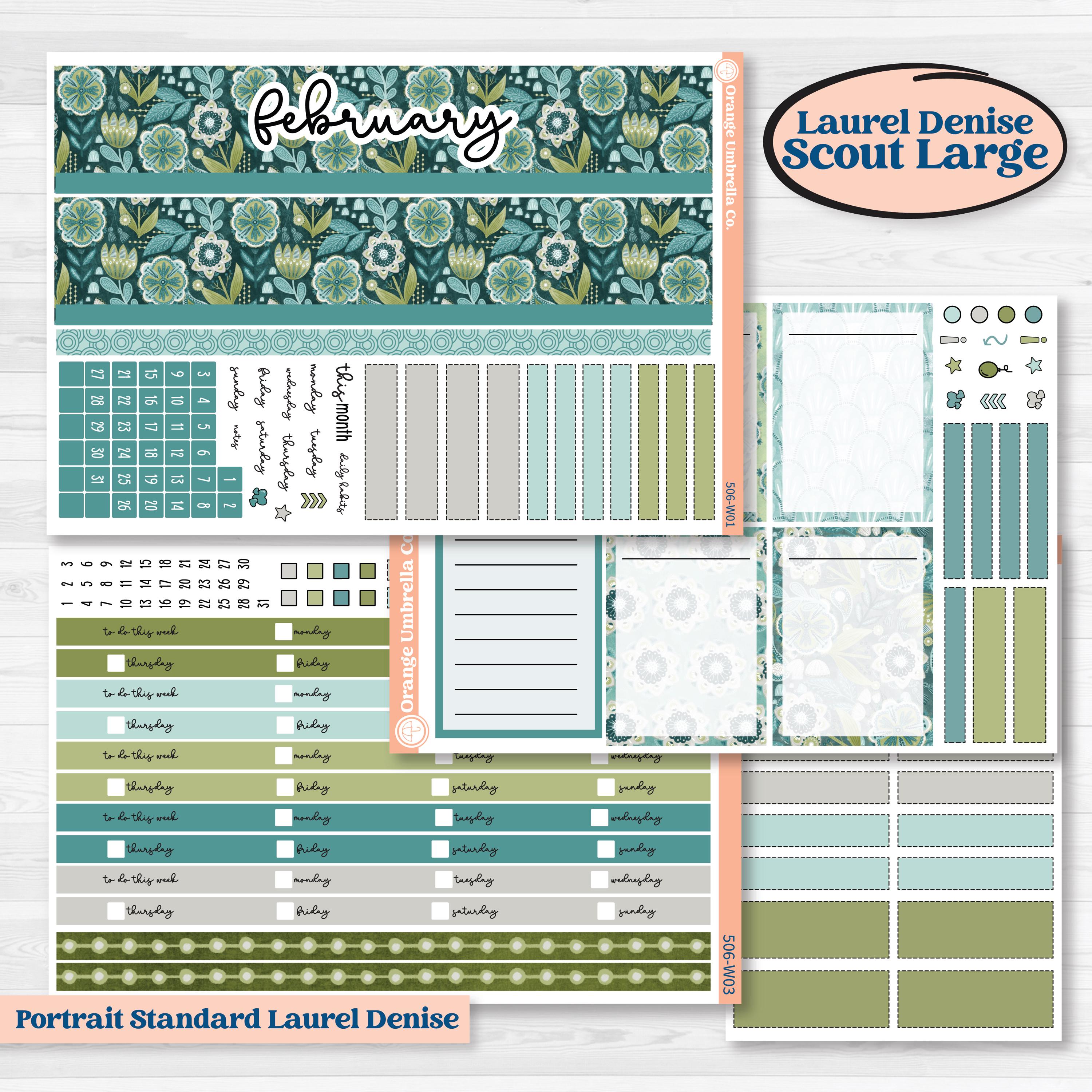 Soft Blue Florals Kit | Laurel Denise Scout Large Planner Kit Stickers | Blue Flora | KIT-506-W