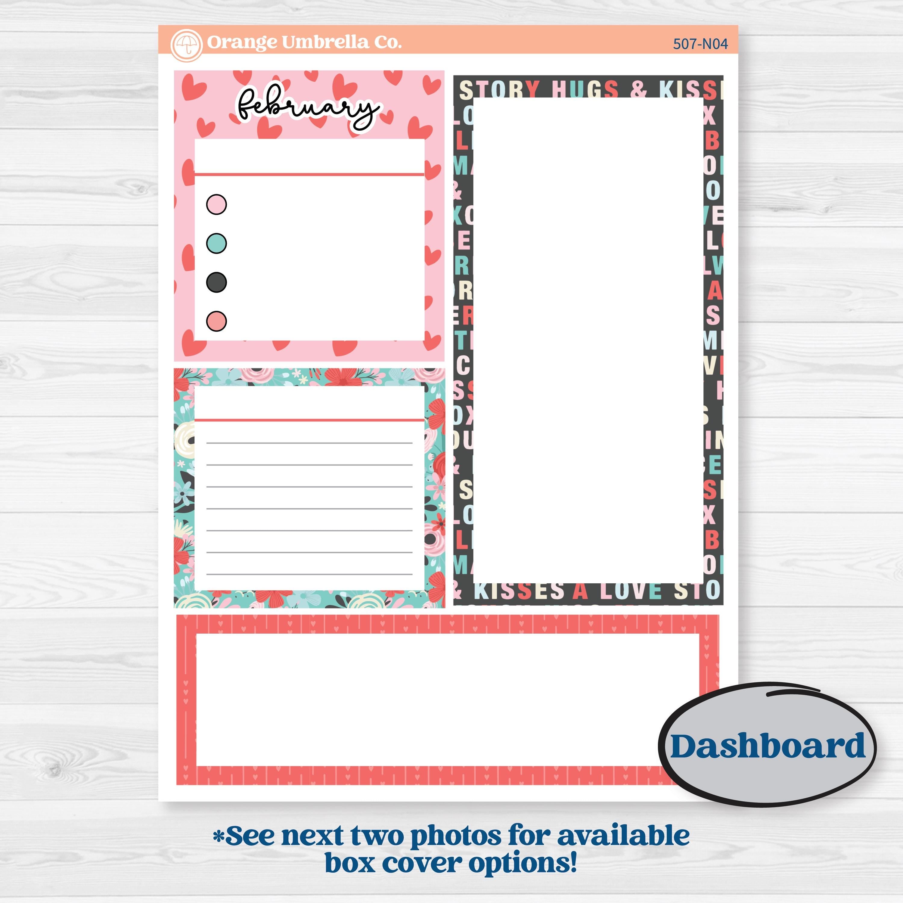 Sweet Valentine Florals | 7x9 Erin Condren Life Planner Monthly & Dashboard Sticker Kit | Call Me Sweetheart | KIT-507-N